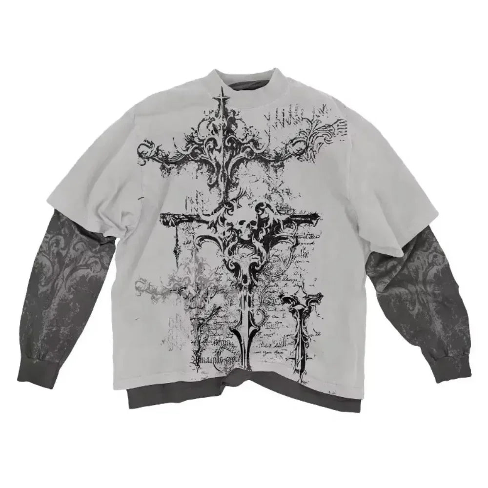 multiple t-shirt with fake undershirts and patterns