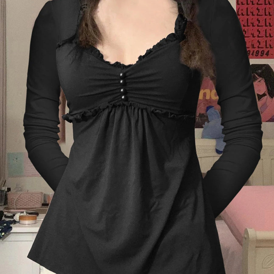 Cute Ruffle Trim T-shirt