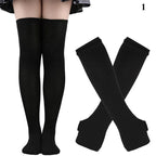 Striped neon scene knee length socks and fingerless gloves