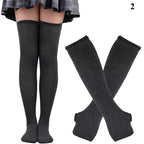 Striped neon scene knee length socks and fingerless gloves