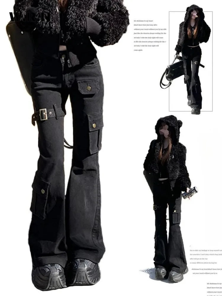Multiple pocket flared alternative pants