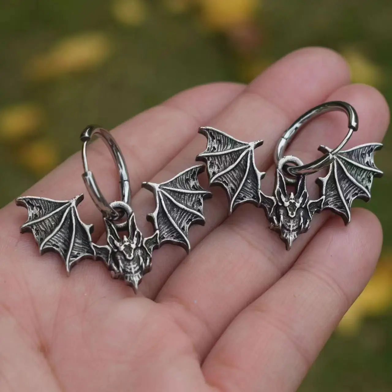 Screaming bats gothic earrings