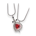 Stabbed heard detachable red/pink stone necklace