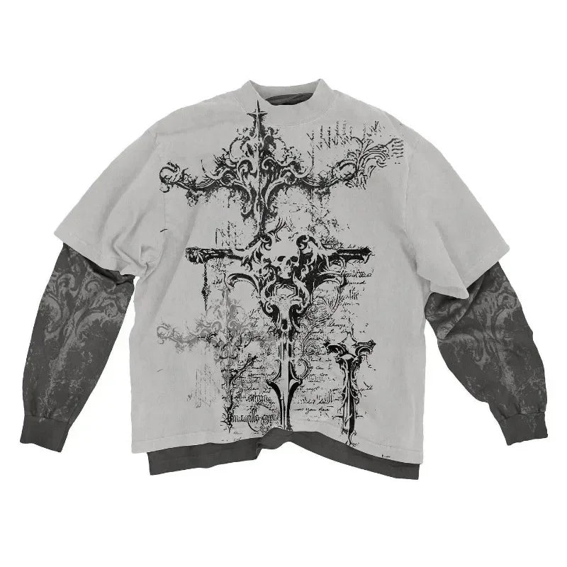 multiple t-shirt with fake undershirts and patterns