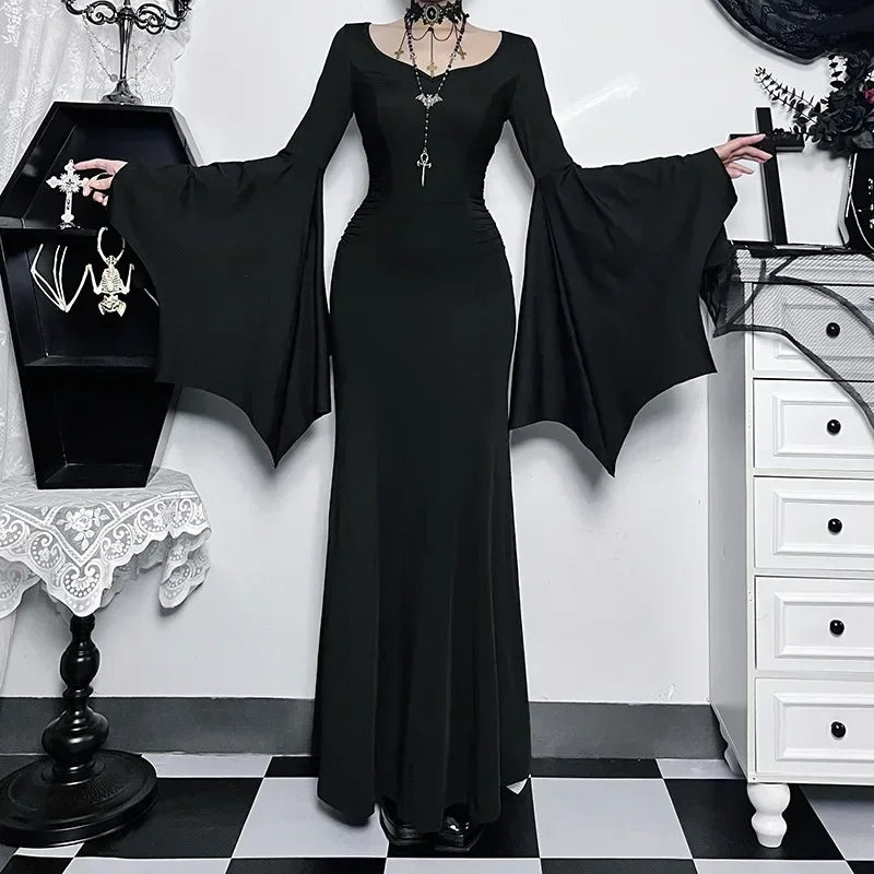 Black bat sleeve dress