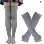 Striped neon scene knee length socks and fingerless gloves