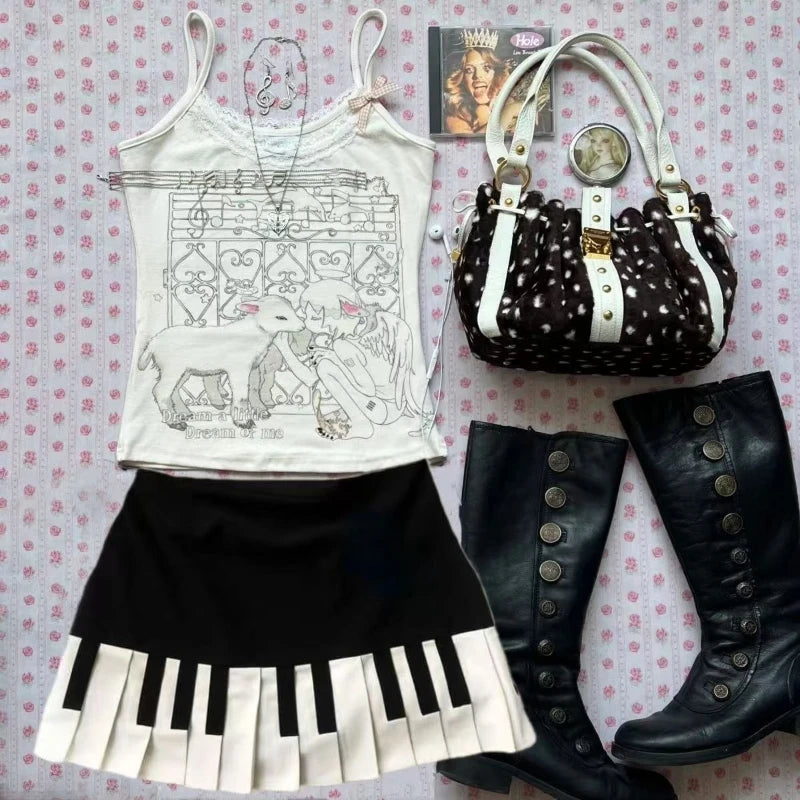 musical short piano skirt