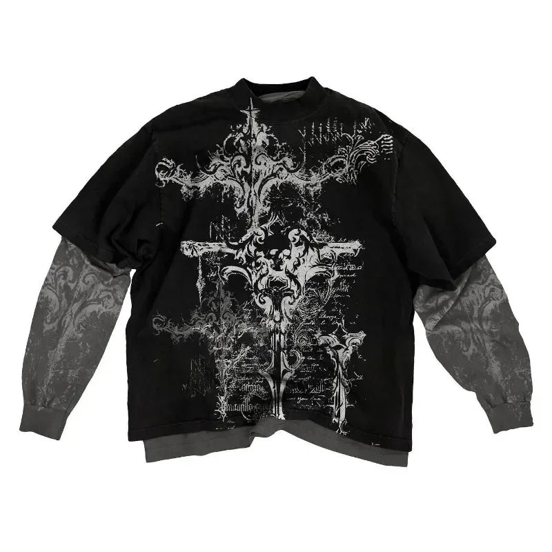 multiple t-shirt with fake undershirts and patterns