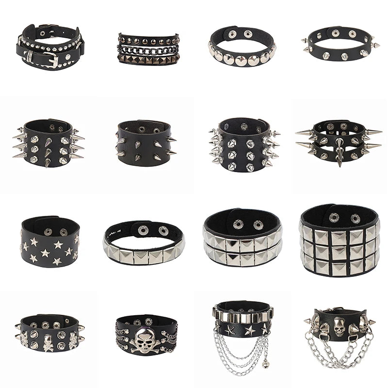 studded and spikey leather bracelets