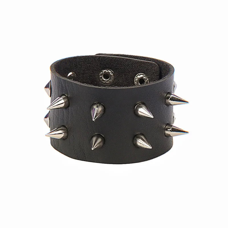 studded and spikey leather bracelets