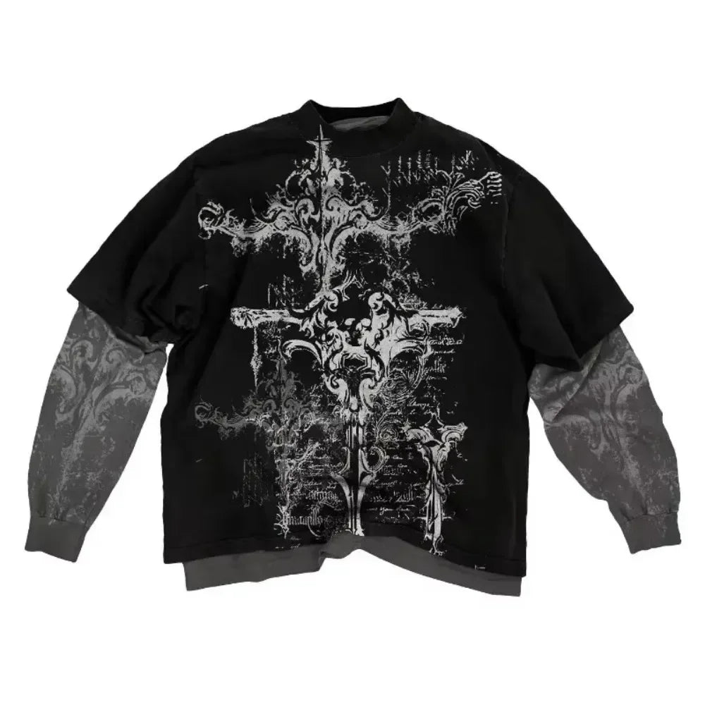 multiple t-shirt with fake undershirts and patterns